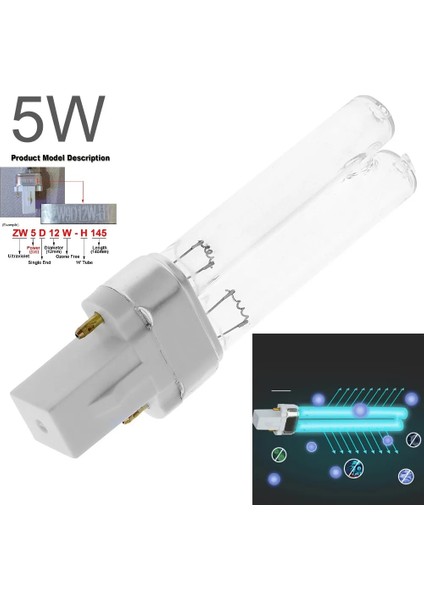 5 Saat Gg7 Uvc Lamba Nm 254NM Su Hava Dezenfeksiyonu Arıtma Sterilizatörü 5W 7W 9W Uvc H Şekli Tüp (Yurt Dışından)