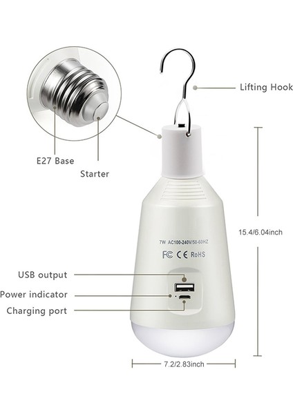 E27 Şarj Edilebilir Acil Durum LED Ampul SMD2835 Ac 7 W Tablet Telefon Şarj Işığı Kapalı Açık Kamp Balıkçılık Için (Yurt Dışından) modelleri