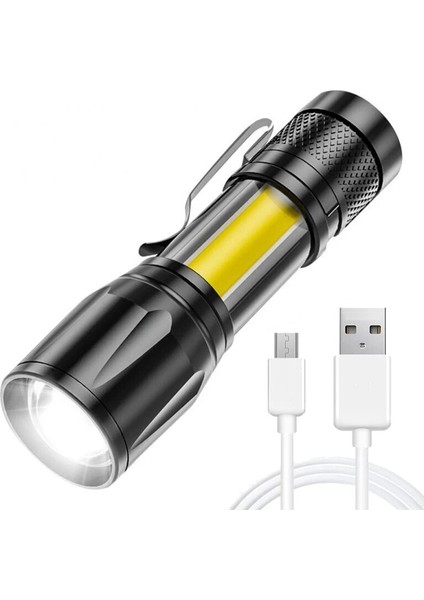 Siyah Stil Değiştirilebilir El Feneri Şarj Edilebilir LED El Feneri Yakınlaştırma Torch Açık Kamp Lambası LED Fener Su Geçirmez Taktik Şarj Edilebilir El Feneri (Yurt Dışından)