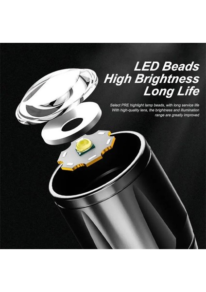 Siyah Stil Değiştirilebilir El Feneri Şarj Edilebilir LED El Feneri Yakınlaştırma Torch Açık Kamp Lambası LED Fener Su Geçirmez Taktik Şarj Edilebilir El Feneri (Yurt Dışından) fiyatları