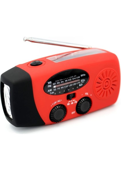 Kırmızı Ah Çok Fonksiyonlu Taşınabilir Radyo El Krank Güneş USB Şarj Fm Am Wb Noaa Hava Durumu Radyo Acil Durum LED El Feneri Torch (Yurt Dışından)