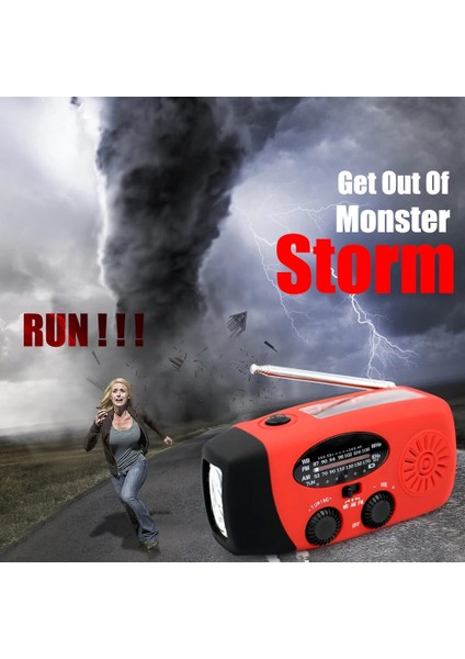 Kırmızı Ah Çok Fonksiyonlu Taşınabilir Radyo El Krank Güneş USB Şarj Fm Am Wb Noaa Hava Durumu Radyo Acil Durum LED El Feneri Torch (Yurt Dışından) indirimleri