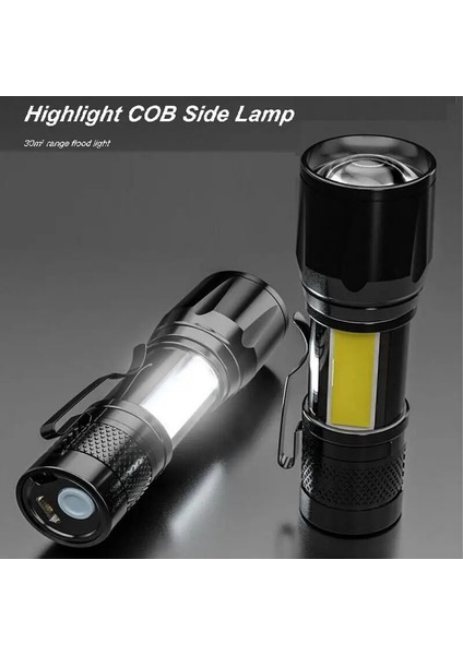 Klips Yakınlaştırma Odak Penlight Mini LED El Feneri Dahili Pil Torch Lambası Fener Çalışma Işığı Şarj Edilebilir Mini El Feneri Açık Kamp (Yurt Dışından)