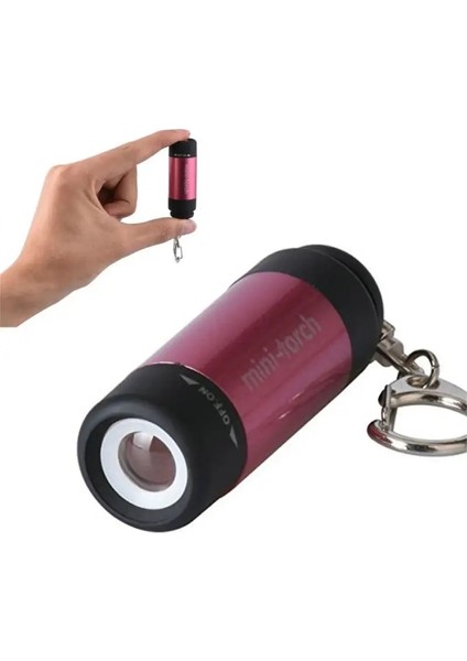 Pembe Mini LED Cep El Feneri USB Şarj Edilebilir Taşınabilir Torch Su Geçirmez Anahtarlık Küçük Fener Beyaz Işık Pil ile (Yurt Dışından)