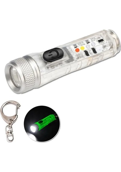 Floresan Mini Anahtarlık El Feneri LED Şarj Edilebilir Torch Taşınabilir Manyetik USB Şarj El Feneri Yüksek Güçlü Kamp Uzun Menzilli Fener (Yurt Dışından)