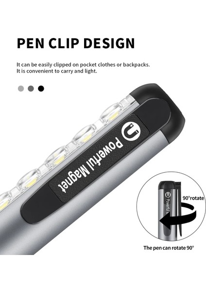 Altın Mini LED El Feneri Xpe + Cob Lamba Boncuk Ultra Parlak Torch Klip Mıknatıslı Çalışma Işığı Su Geçirmez USB Şarj Edilebilir El Feneri (Yurt Dışından)