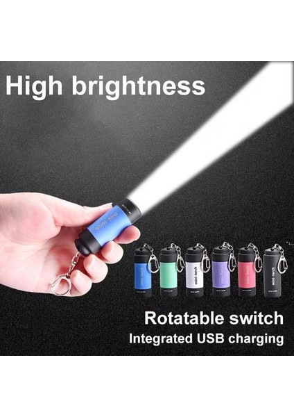 Siyah Mini LED Anahtarlık Işık El Feneri USB Şarj Edilebilir Açık Kamp Okuma Çok Renkli Anahtarlık Torch Parmak Işığı (Yurt Dışından) fiyatları