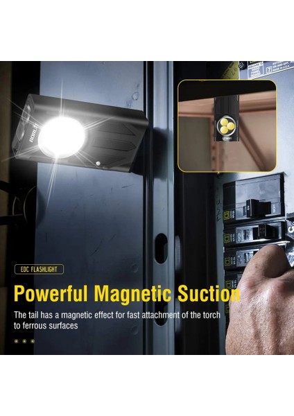 Siyah Boruit V7 Edc El Feneri 1100LM Anahtarlık El Feneri Tip-C Şarj Edilebilir Mini Torch Su Geçirmez Anahtarlık Mıknatıs Fener Uv Işık (Yurt Dışından) fırsatları