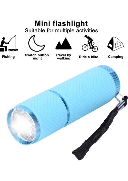 A Mini Torch 9 LED El Feneri Çocuk Yetişkin Alüminyum Alaşım Gece Balıkçılık LED Torch Kordon ile Açık Kamp Işık (Yurt Dışından) indirimleri