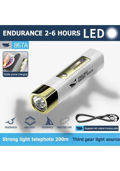 Siyah Taşınabilir LED El Feneri Torch Yüksek Güç Bankası 4 Modu Su Geçirmez USB Şarj Edilebilir Taktik El Feneri Açık Acil Durum Lambası Için (Yurt Dışından) fırsatları