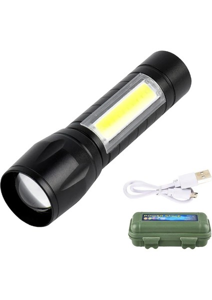 Siyah1 LED Mini Torch Şarj Edilebilir El Feneri Taşınabilir USB Şarj El Feneri Yüksek Güç Bankası Kamp Su Geçirmez Uzun Menzilli Fener (Yurt Dışından) modelleri