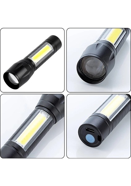 Siyah1 LED Mini Torch Şarj Edilebilir El Feneri Taşınabilir USB Şarj El Feneri Yüksek Güç Bankası Kamp Su Geçirmez Uzun Menzilli Fener (Yurt Dışından) fırsatları
