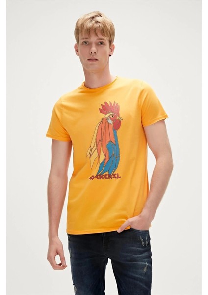 Cockerel 0 Yaka Erkek Tshirt - Oranj