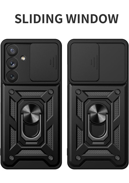 Samsung Galaxy A15 Kılıf Pars Lens Sürgülü Yüzüklü Standlı Korumalı Kılıf