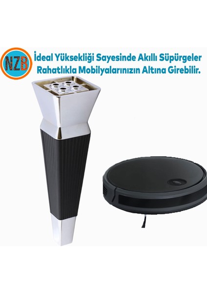 Mobilya Oturma Grubu Kanepe Sehpa Tv Ünitesi Koltuk Ayağı Baza Ayakları Siyah Krom 20 cm fırsatları