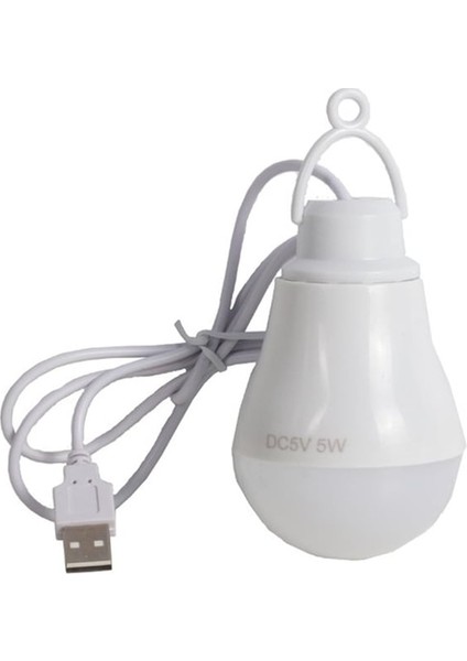 Beyaz 10 Ledli Kamp Lambası 5 Watt 1 Metre USB Kablo