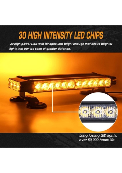 Çakar Lamba Çift Taraflı 30 LED Sarı-Sarı 12-24V / LAPA524 modelleri