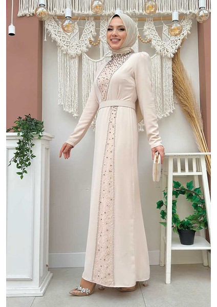 Taşlı Krep Dantel Elbise 3870 Taş modelleri
