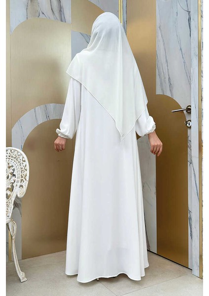 Fermuarlı Kol Manşetleri Büzgülü Mevlana Ferace 6007 Ekru fiyatları