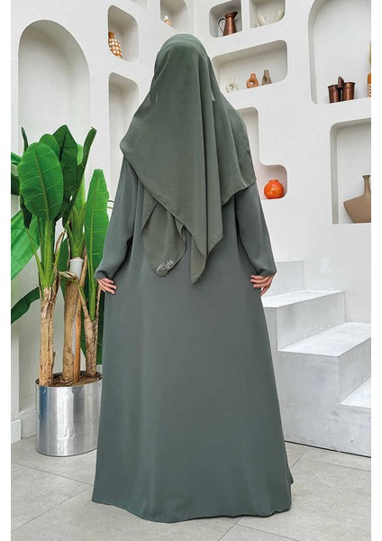 Etek Kısmı Desenli Elbiseli Abaya Takım 8495 Mint modelleri