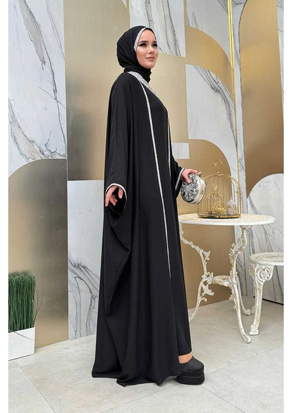 Taş Işleme Detay Elbiseli Pelerin Takım 8496 Siyah fiyatları