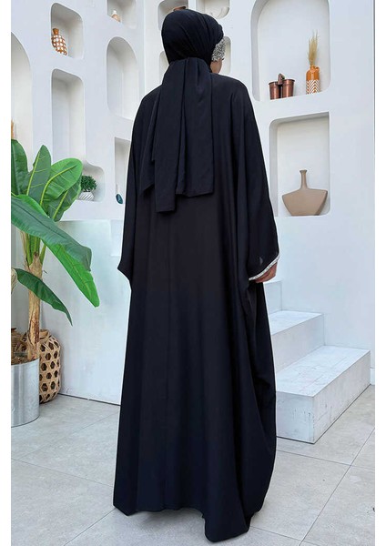 Taş Işleme Detay Elbiseli Pelerin Takım 8496 Siyah modelleri