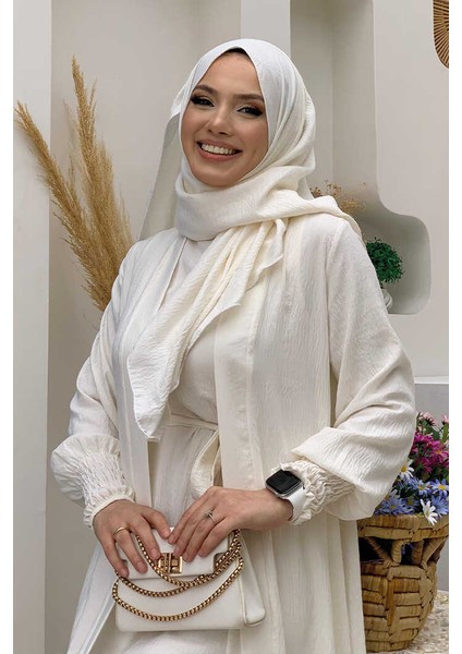 Şallı Elbiseli Abaya Takım 3883 Ekru fırsatları