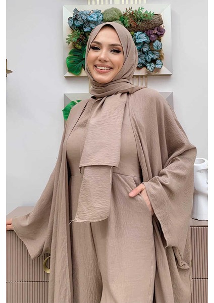 Şalıyla Birlikte Tulum ve Abaya Ikili Takım 8519 Vizon fırsatları