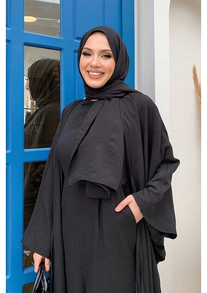 Şalıyla Birlikte Tulum ve Abaya Ikili Takım 8519 Siyah fırsatları