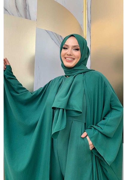 Şalıyla Birlikte Tulum ve Abaya Ikili Takım 8519 Zümrüt fırsatları