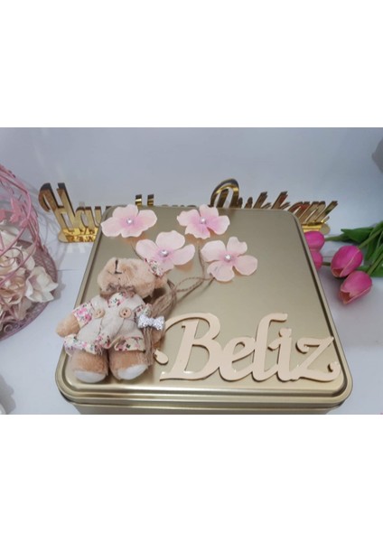 Ayıcık Süslemeli Metal Erkek Bebek 90 Adet Çikolata