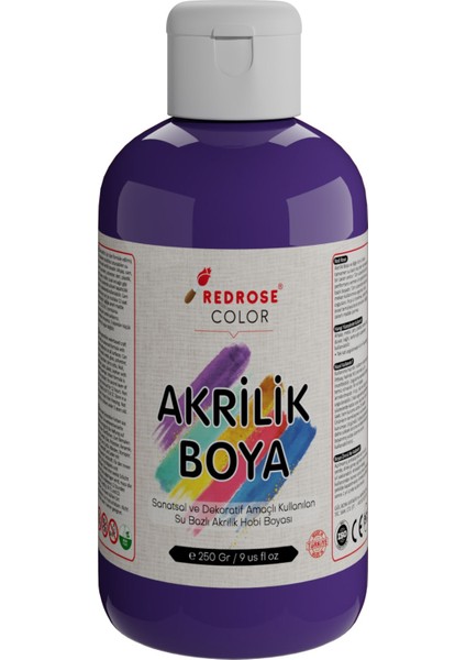 Mor Akrilik Boya 250GR Sanatsal, Dekoratif, Hobi Amaçlı, Canlı Renkler