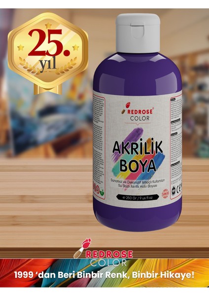 Mor Akrilik Boya 250GR Sanatsal, Dekoratif, Hobi Amaçlı, Canlı Renkler fiyatları
