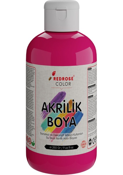 Fuşya Akrilik Boya 250GR Sanatsal, Dekoratif, Hobi Amaçlı, Canlı Renkler