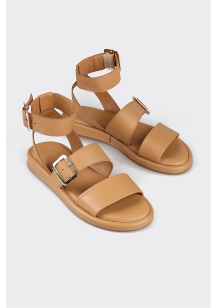 Naturel Deri Kadın Düz Sandalet fiyatları