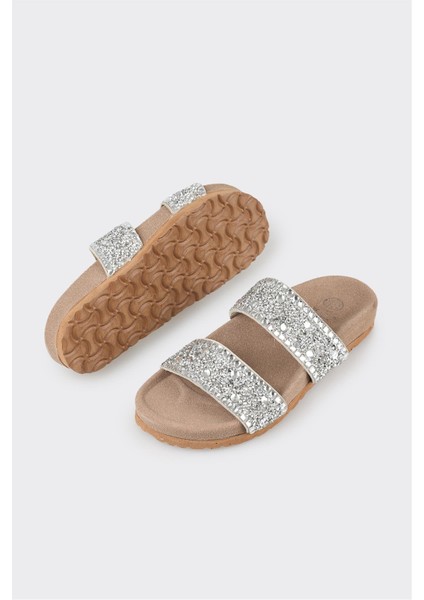 Bej Deri Kadın Terlik modelleri