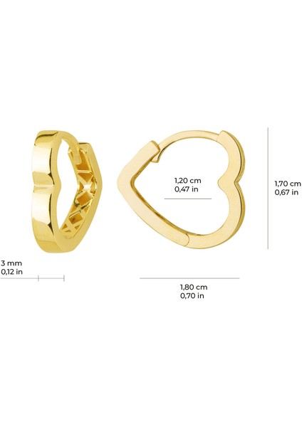 14 Ayar Italyan Altın Kalp Küpe 2,5 gr indirimleri