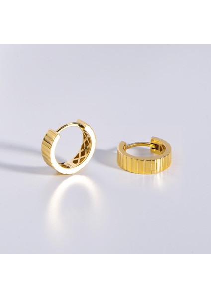 14 Ayar Italyan Halka Desenli Altın Küpe 3,2 gr