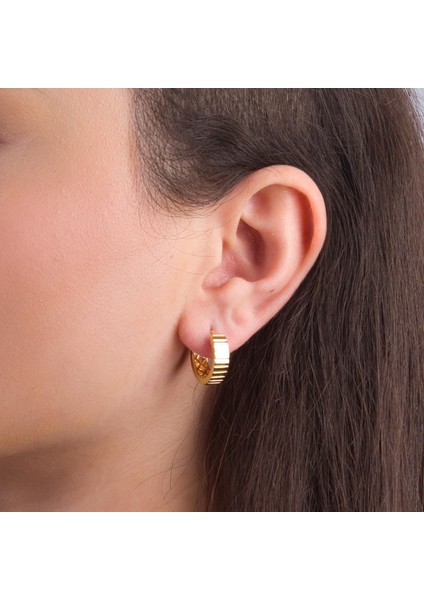 14 Ayar Italyan Halka Desenli Altın Küpe 3,2 gr modelleri