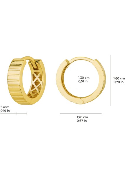 14 Ayar Italyan Halka Desenli Altın Küpe 3,2 gr indirimleri