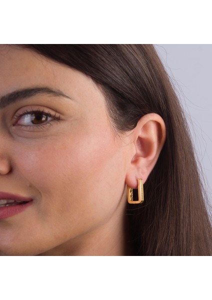 14 Ayar Italyan Dikdörtgen Kanallı Altın Küpe 3,95 gr modelleri