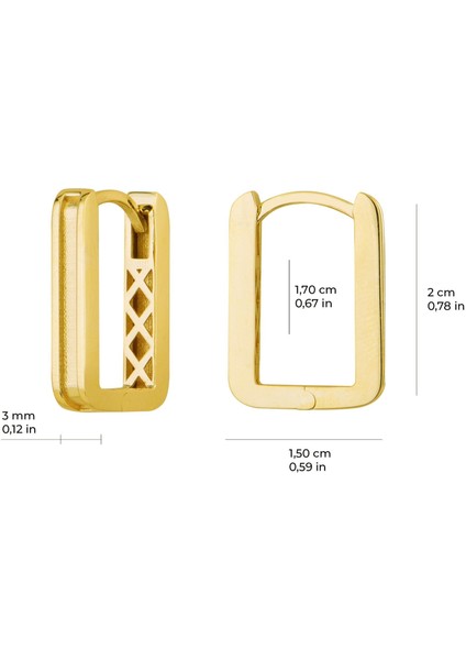 14 Ayar Italyan Dikdörtgen Kanallı Altın Küpe 3,95 gr indirimleri