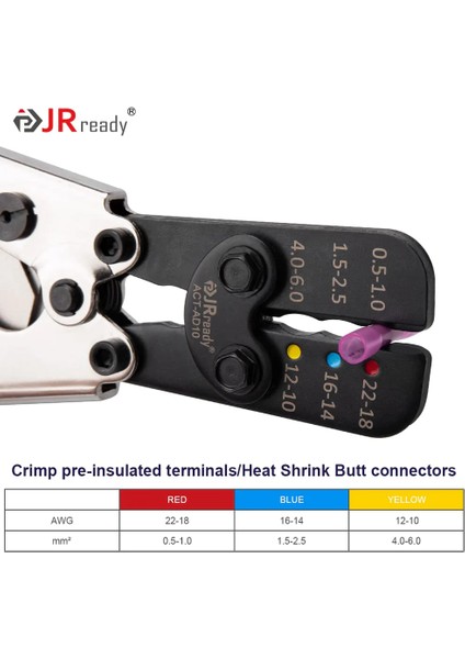Jrready ACT-AD10 Yalıtımlı Cırcırlı Terminal Sıkma Pensesi (Crimp Tools)