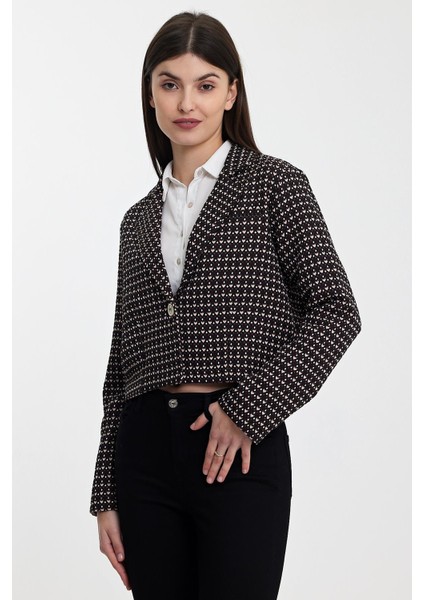 Alexandergardı Desenli Crop CEKET(B24-21401)