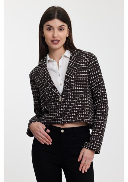 Alexandergardı Desenli Crop CEKET(B24-21401)