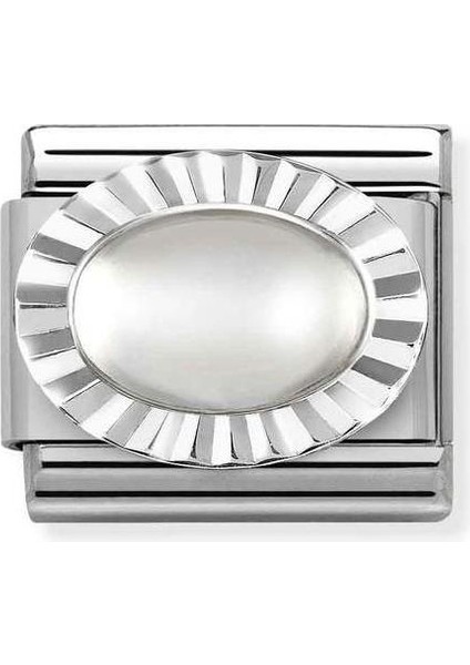 Composable Classic Dekoratif Link - Taşlar Oval Elmas - Ay Taşı - 925 Gümüş