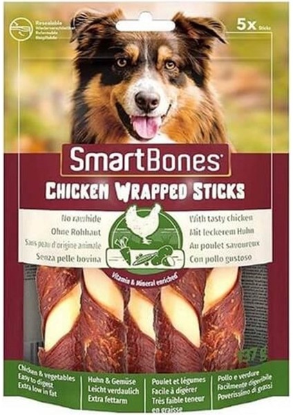 SmartBones Tavuk Sargılı Medium Stick Köpek Ödülü 5'Li 137 Gr