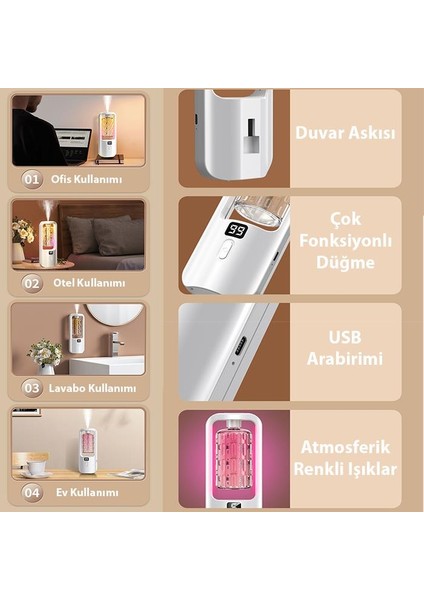 Şarjlı Taşınabilir Ultrasonic Ev Oda Ofis Lavabo Için Aromaterapi Otomatik Koku Makinesi ve Koku