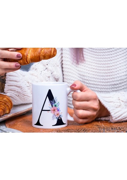 Kişiselleştirilebilir A Harfli Baskılı Premium Porselen Kupa Bardak fiyatları