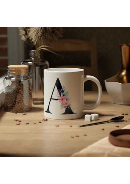 Kişiselleştirilebilir A Harfli Baskılı Premium Porselen Kupa Bardak modelleri